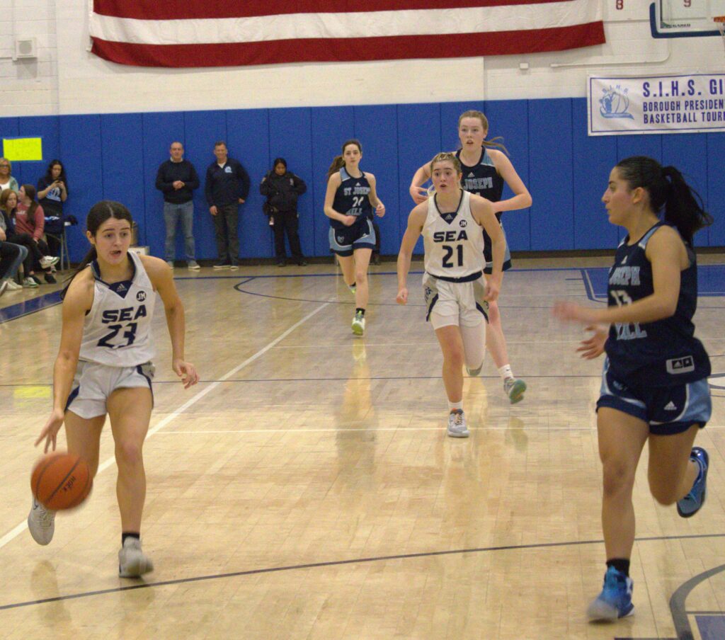 A group of girls participating in the Borough President's Cup Tournament